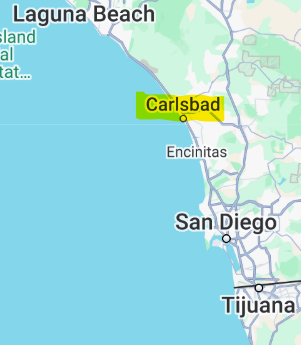 Map showing Carlsbad, CA - credit Google